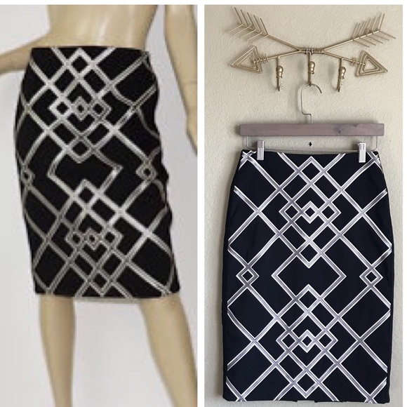 White House Black Market Dresses & Skirts - WHBM Faux Leather Trim Pencil Skirt